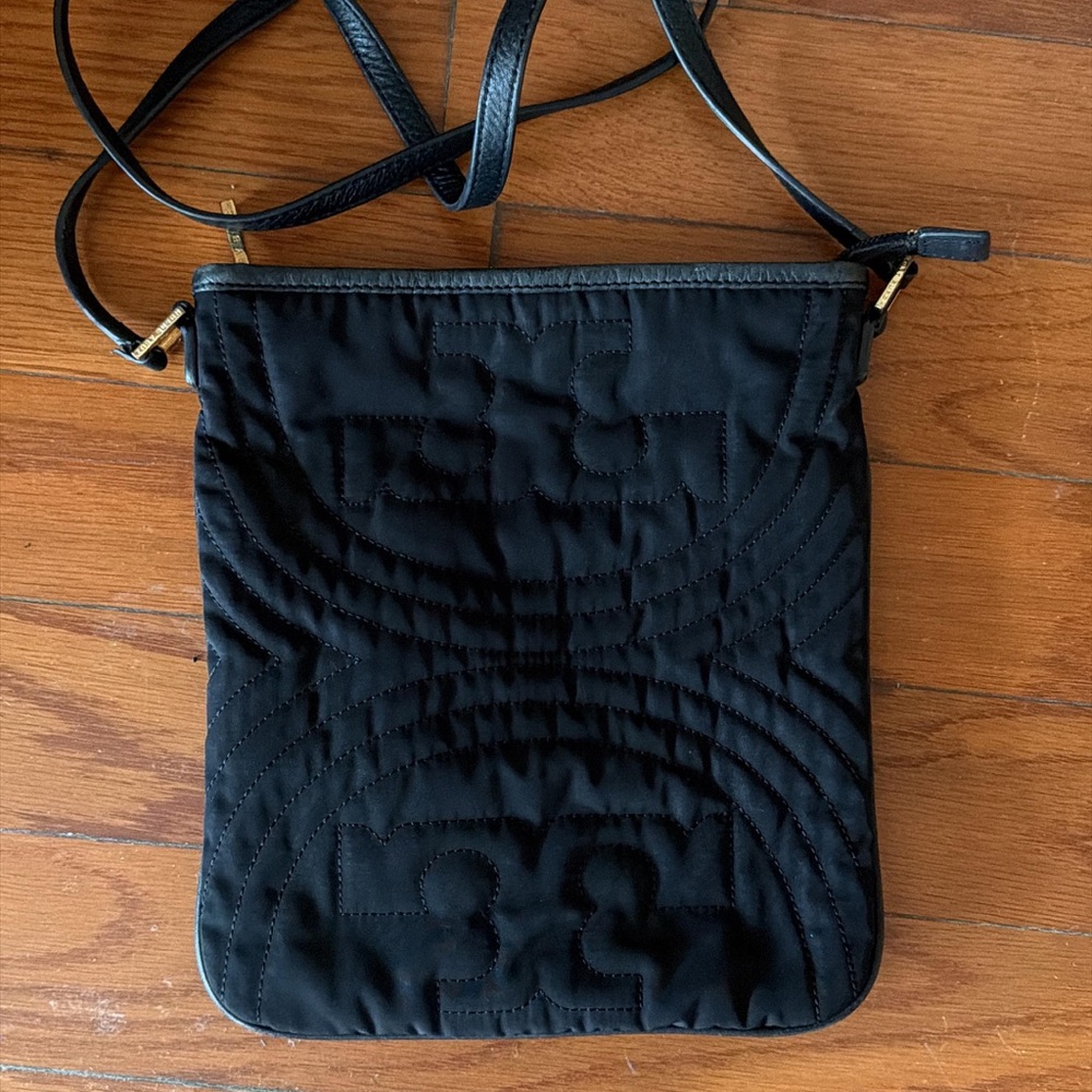 Tory Burch Black Fabric Quilted Crossbody Bag